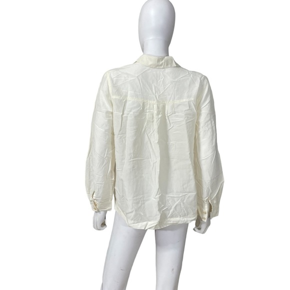 J. Jill Ivory Button Down Collared Blouse Size M - Picture 6 of 12